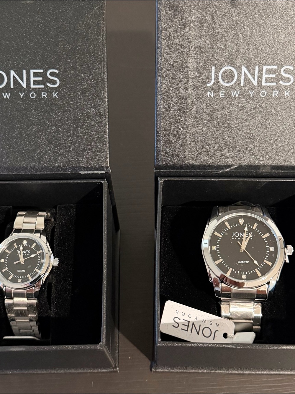 Jones New York He’s / Hers Silver Watch with Black Dial